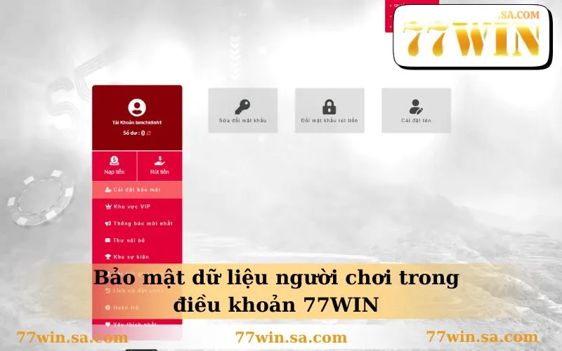 Bảo mật dữ liệu người chơi trong điều khoản 77WIN