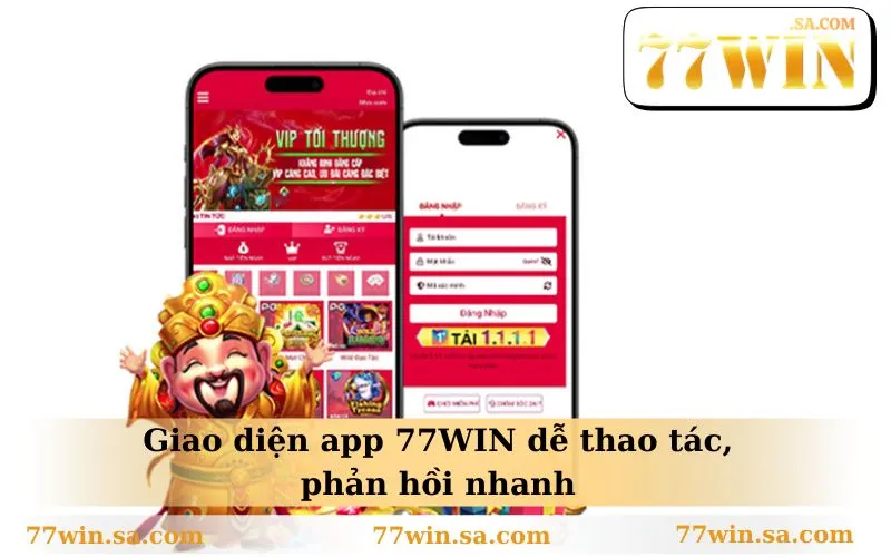 Giao diện app 77WIN dễ thao tác, phản hồi nhanh