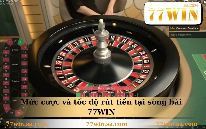 Mức cược và tốc độ rút tiền tại sòng bài 77WIN